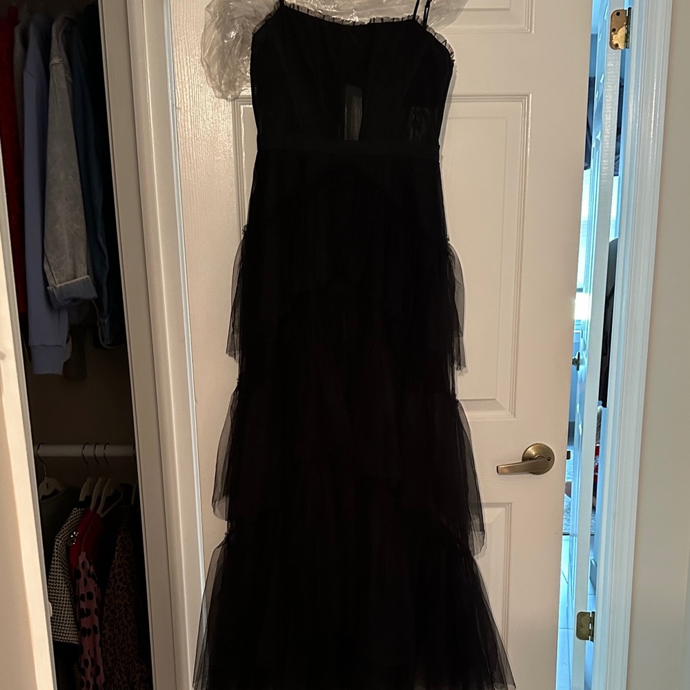 BCBGMaxAzria Oly Ruffle Tiered Corset Gown